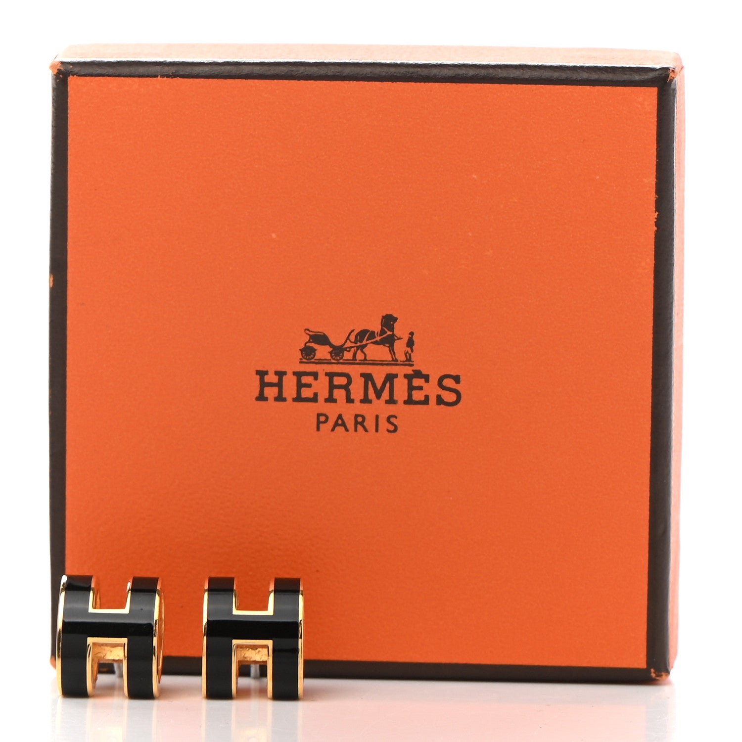 Hermes Gold Lacquered Pop H Earrings Black 6 of 6