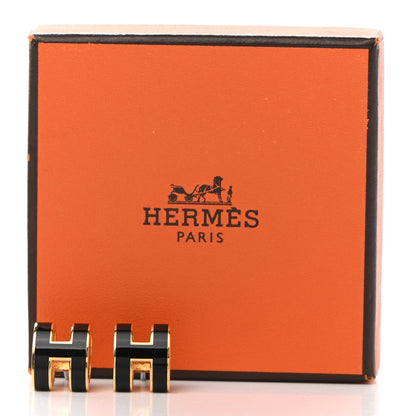 Hermes Gold Lacquered Pop H Earrings Black 6 of 6