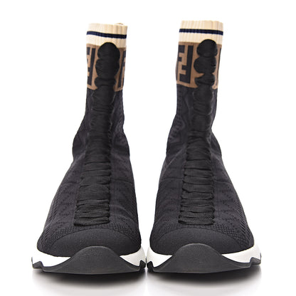 Fendi Stretch Knit Jacquard FF Sock Sneakers 38 Black 2 of 9