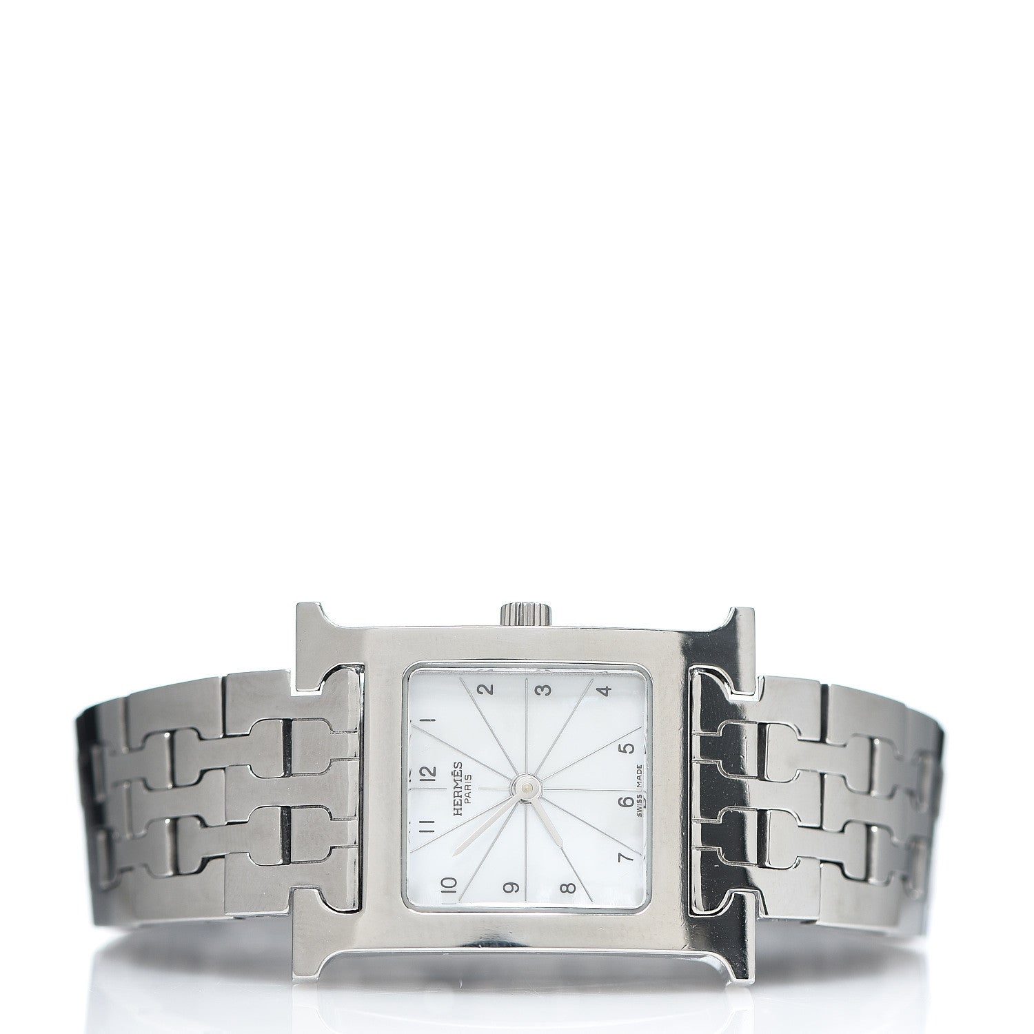 Hermes Stainless Steel Mother of Pearl 21mm Heure H Hour Quartz Watch 2 of 4