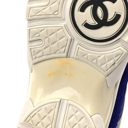 Chanel Nylon Lambskin Suede Calfskin Womens Logo Sneakers 36 Blue White 6 of 8