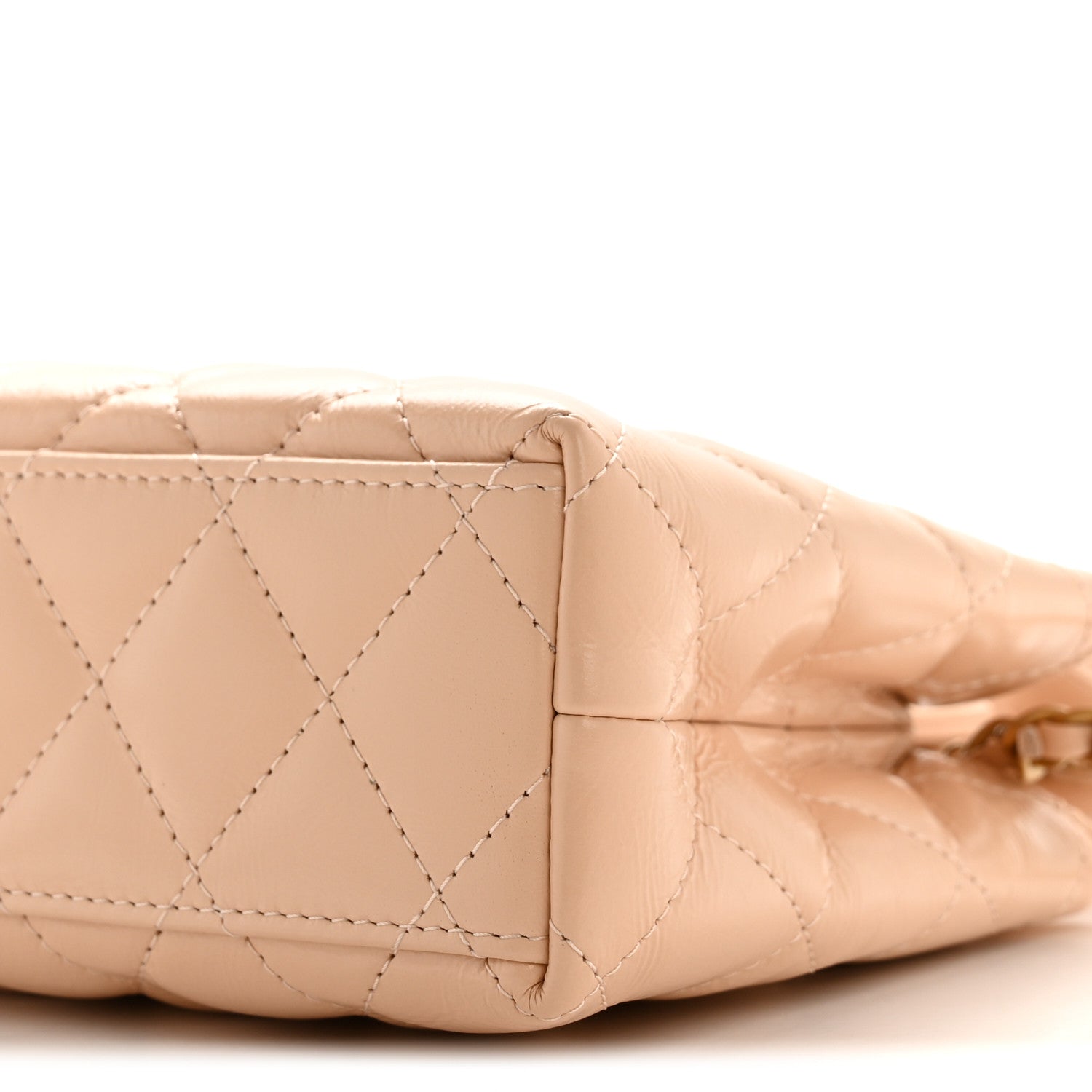 Chanel Shiny Aged Calfskin Quilted Nano Kelly Shopper Beige 10 of 10