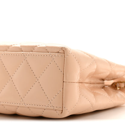 Chanel Shiny Aged Calfskin Quilted Nano Kelly Shopper Beige 10 of 10