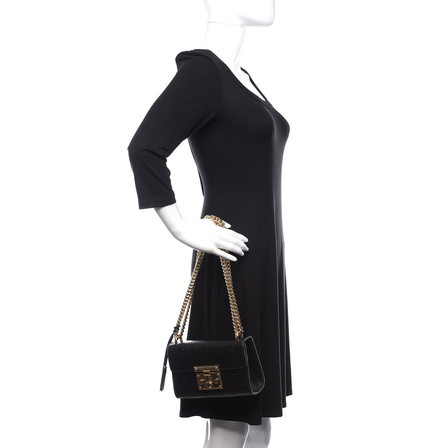 Guccissima Small Padlock Shoulder Bag Black