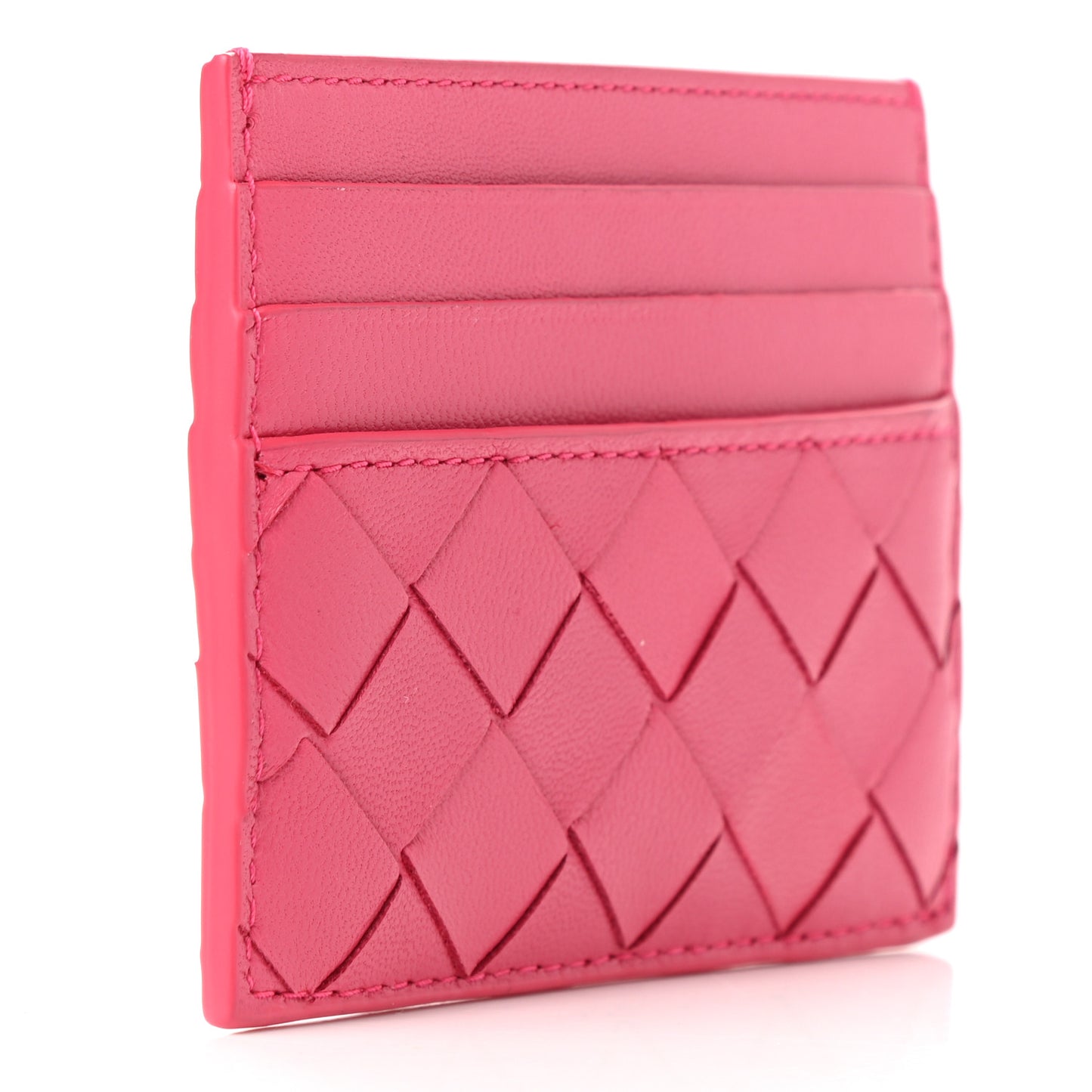 Nappa Intrecciato Card Holder Cranberry