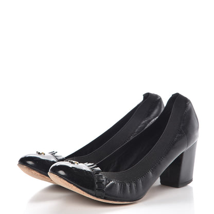 Chanel Lambskin Patent CC Elastic Pumps 36.5 Black 3 of 12