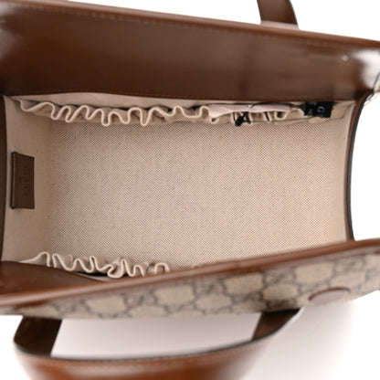 Gucci GG Supreme Monogram Azalea Calfskin Mini Horsebit 1955 Foldover Top Handle Bag Beige Ebony Brown Sugar 5 of 11