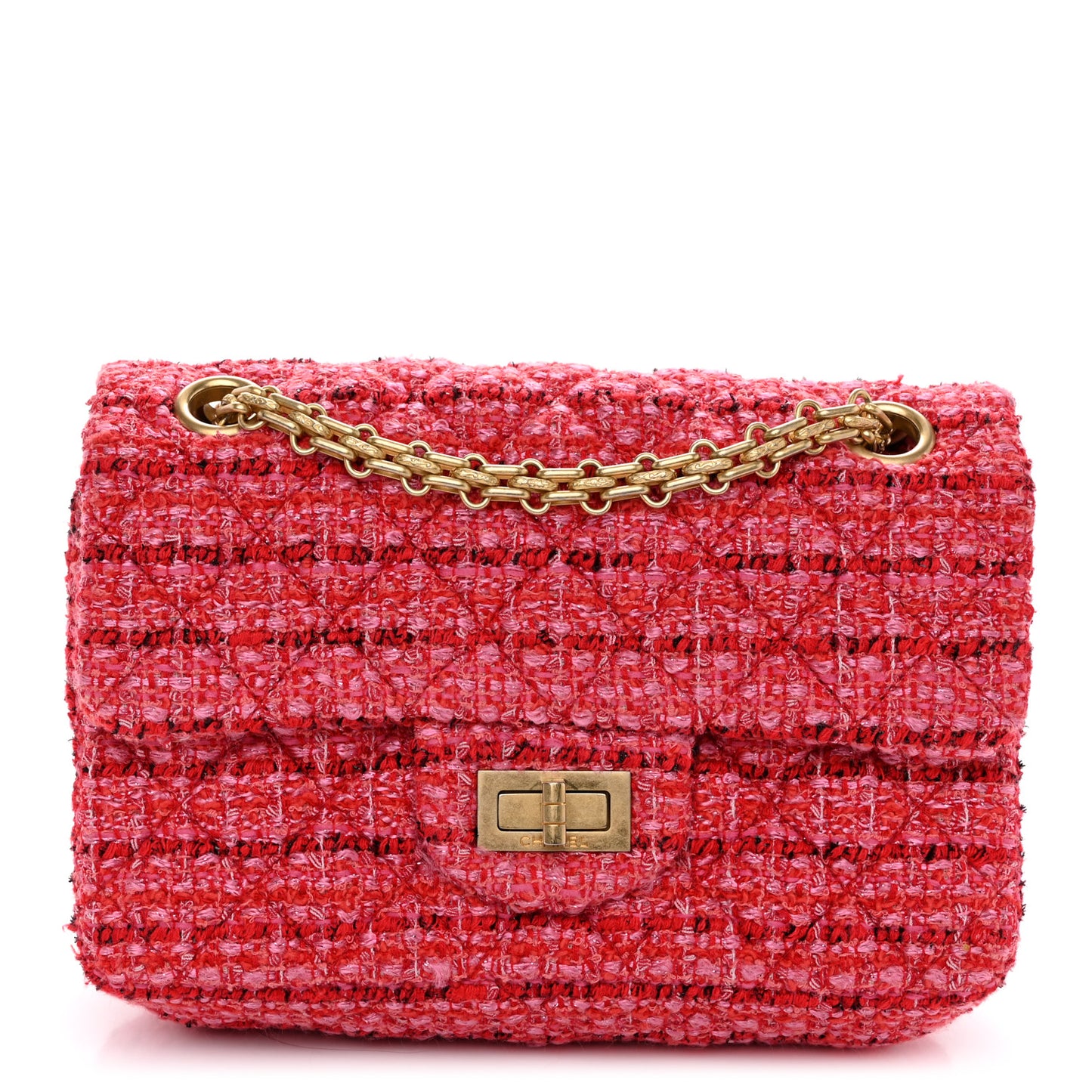 Tweed Quilted Mini 2.55 Reissue Flap Red Ecru Black