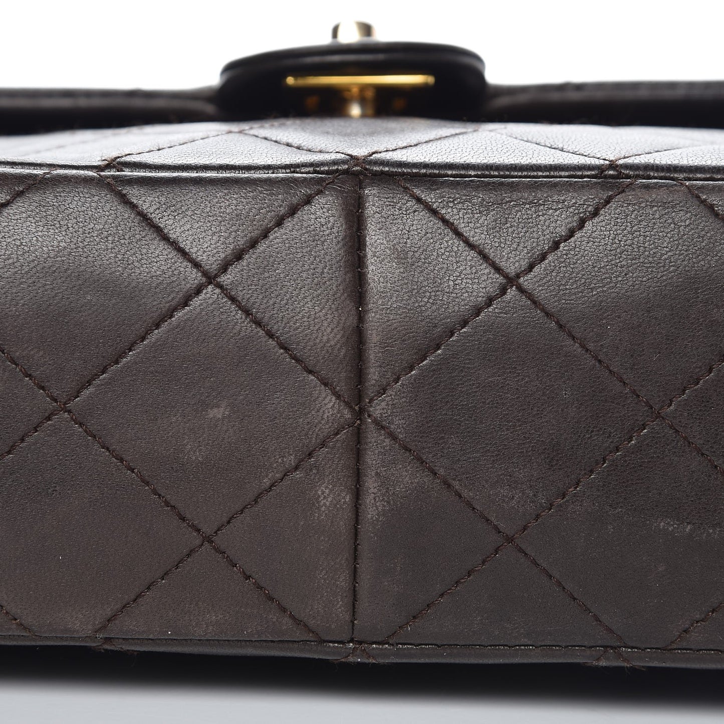 Lambskin Quilted Small Single Flap Brown