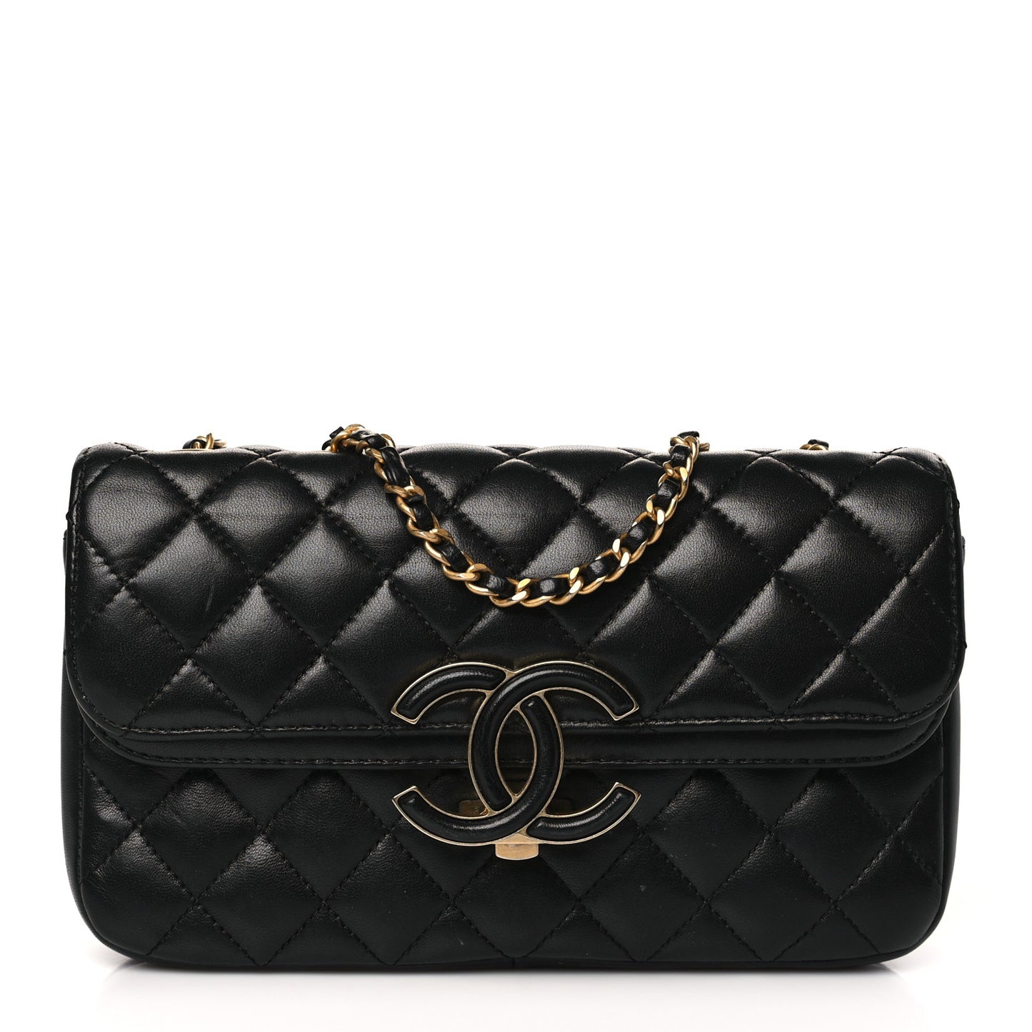Lambskin Quilted Small CC Chic Flap Black