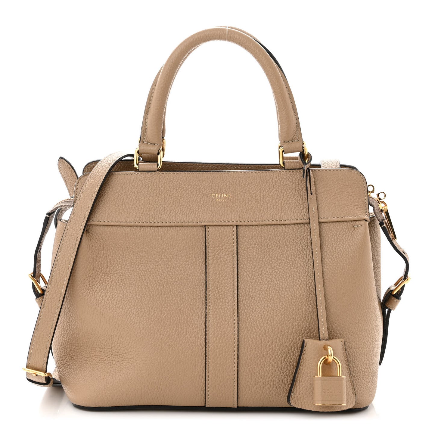Grained Calfskin Small Cabas De France Dune