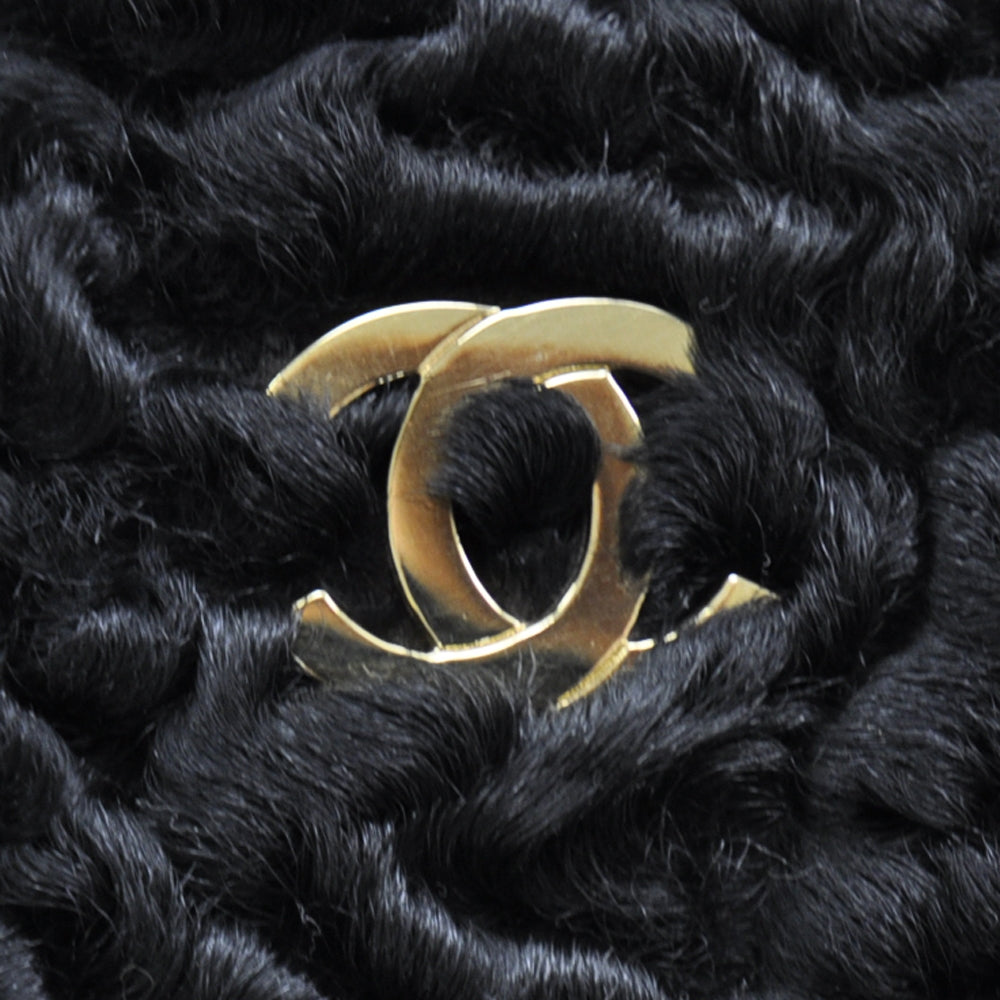 Persian Lamb Fur Shoulder Bag Black