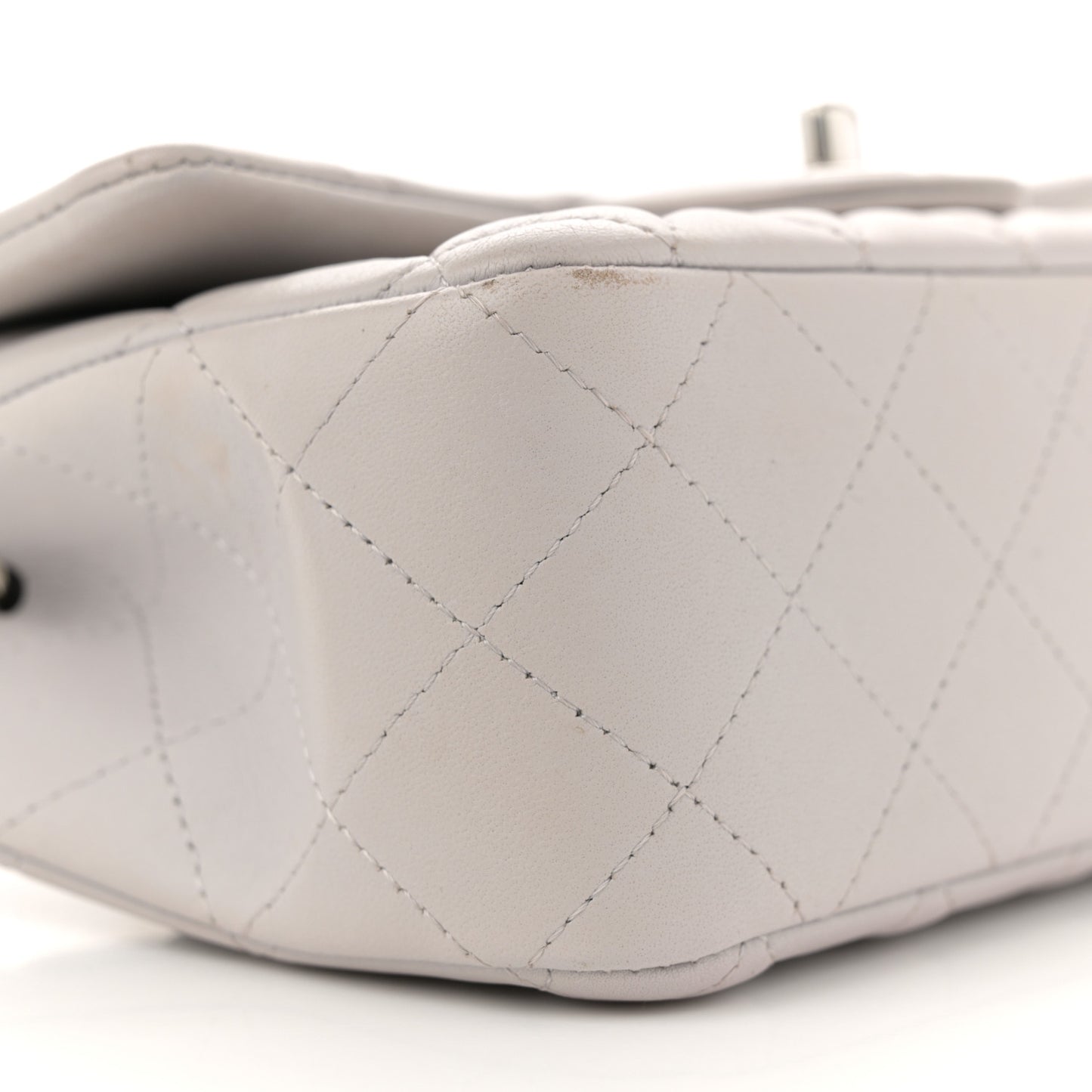 Lambskin Quilted Mini Rectangular Flap Grey