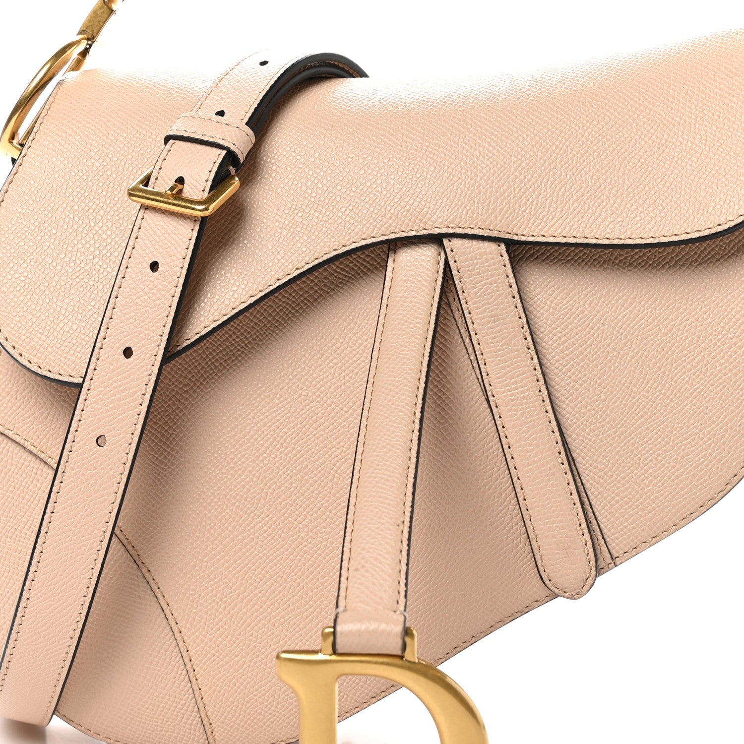 Christian Dior Grained Calfskin Saddle Bag With Strap Beige 8 of 13