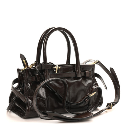 Prada Glossy Calfskin Triangle Mini Bonnie Shoulder Bag Moro 3 of 9