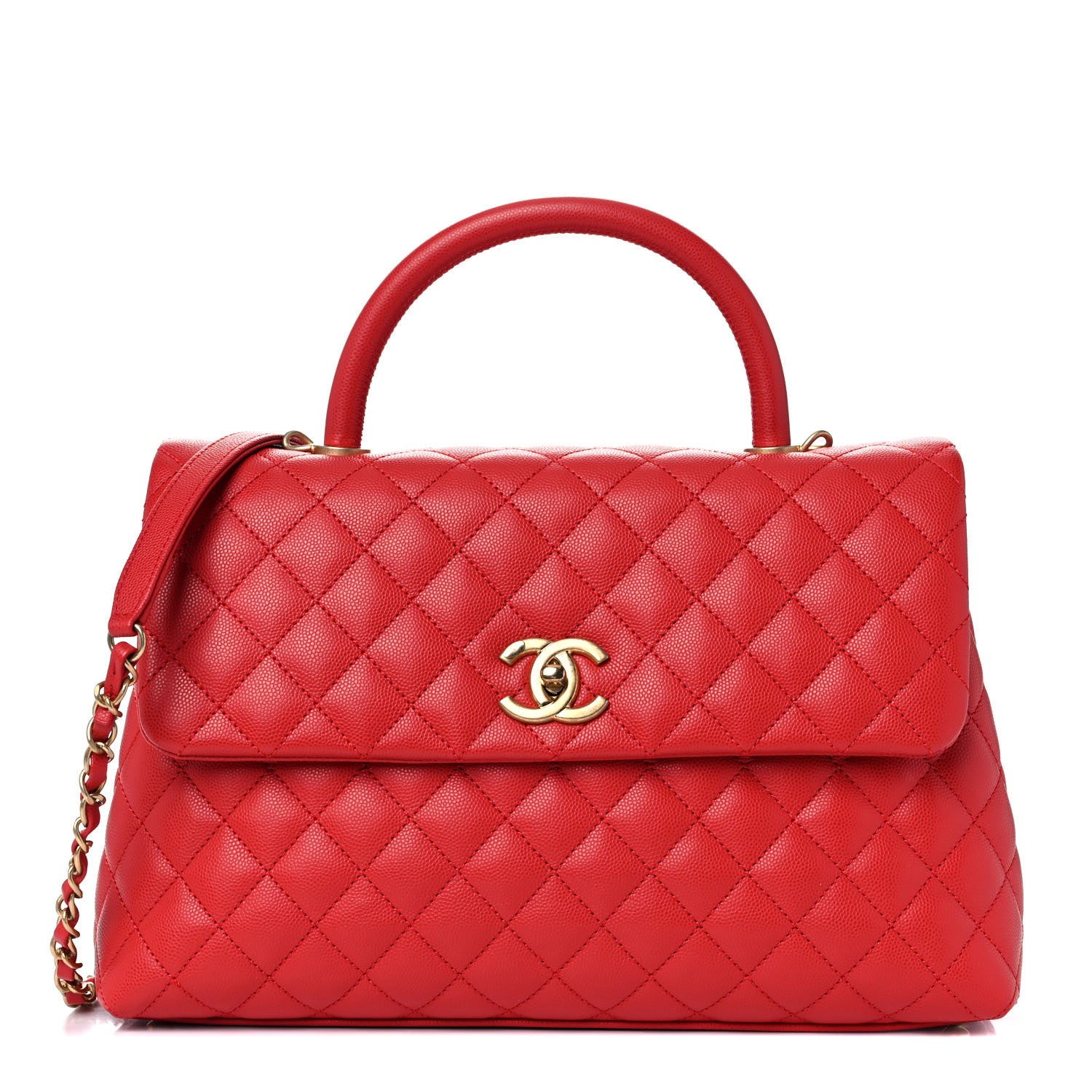 Chanel Caviar Quilted Medium Coco Handle Flap Red 1 of 10
