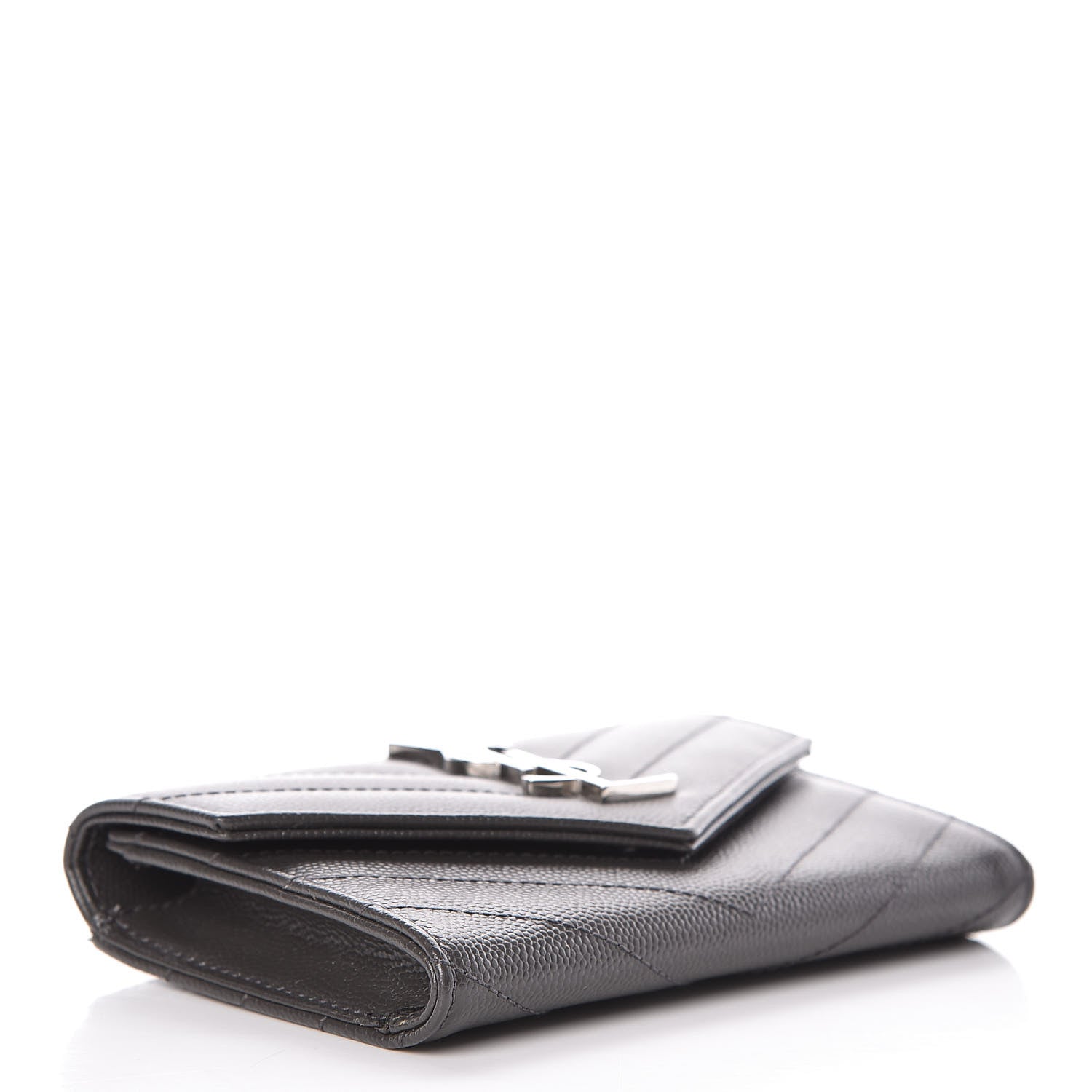 Saint Laurent Grain De Poudre Matelasse Chevron Small Monogram Envelope Wallet Earth 4 of 9