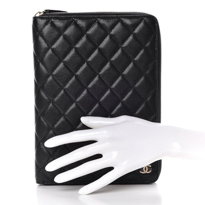 Chanel Caviar Quilted Zip Around Notebook Agenda Cover Black 2 of 8