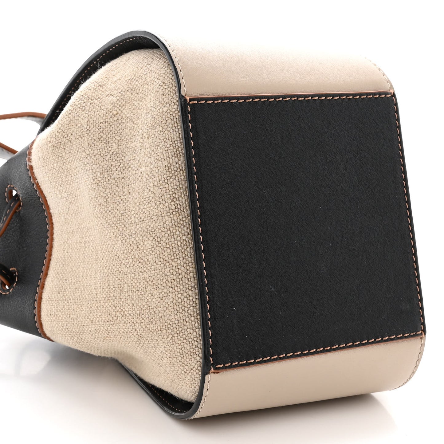 Calfskin Canvas Mini Hammock Shoulder Bag Mink Black