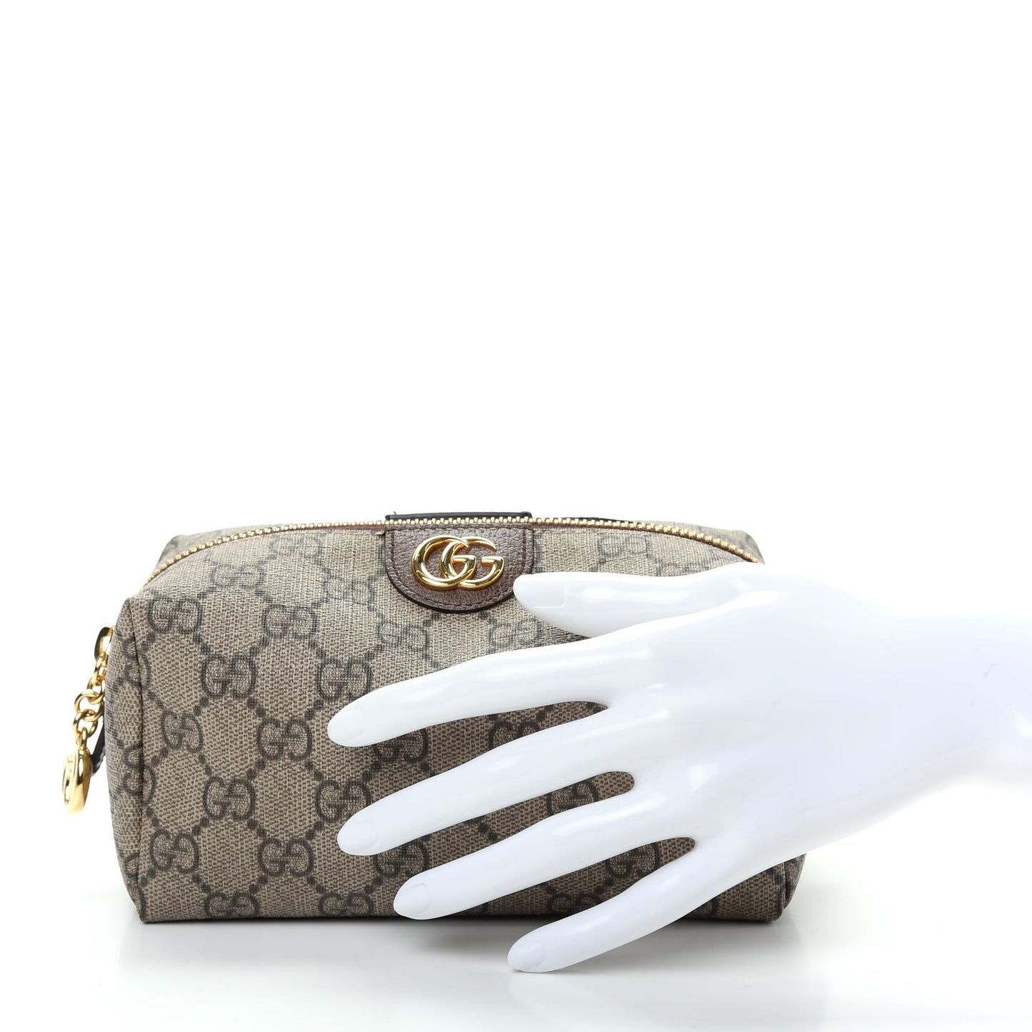 Soft GG Supreme Monogram Calfskin Medium Ophidia Cosmetic Case Beige Ebony New Acero