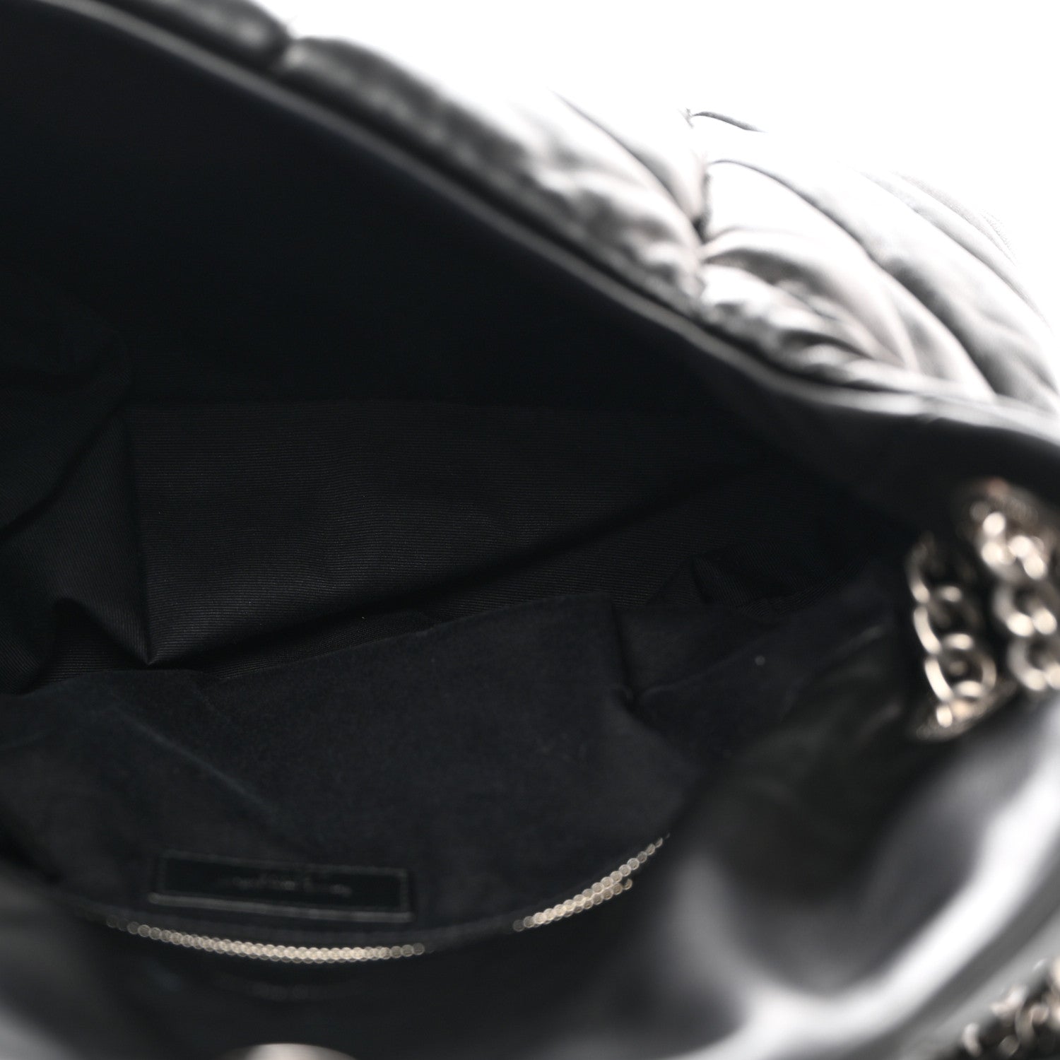 Saint Laurent Lambskin Quilted Medium Loulou Puffer Monogram Chain Satchel Black 5 of 11