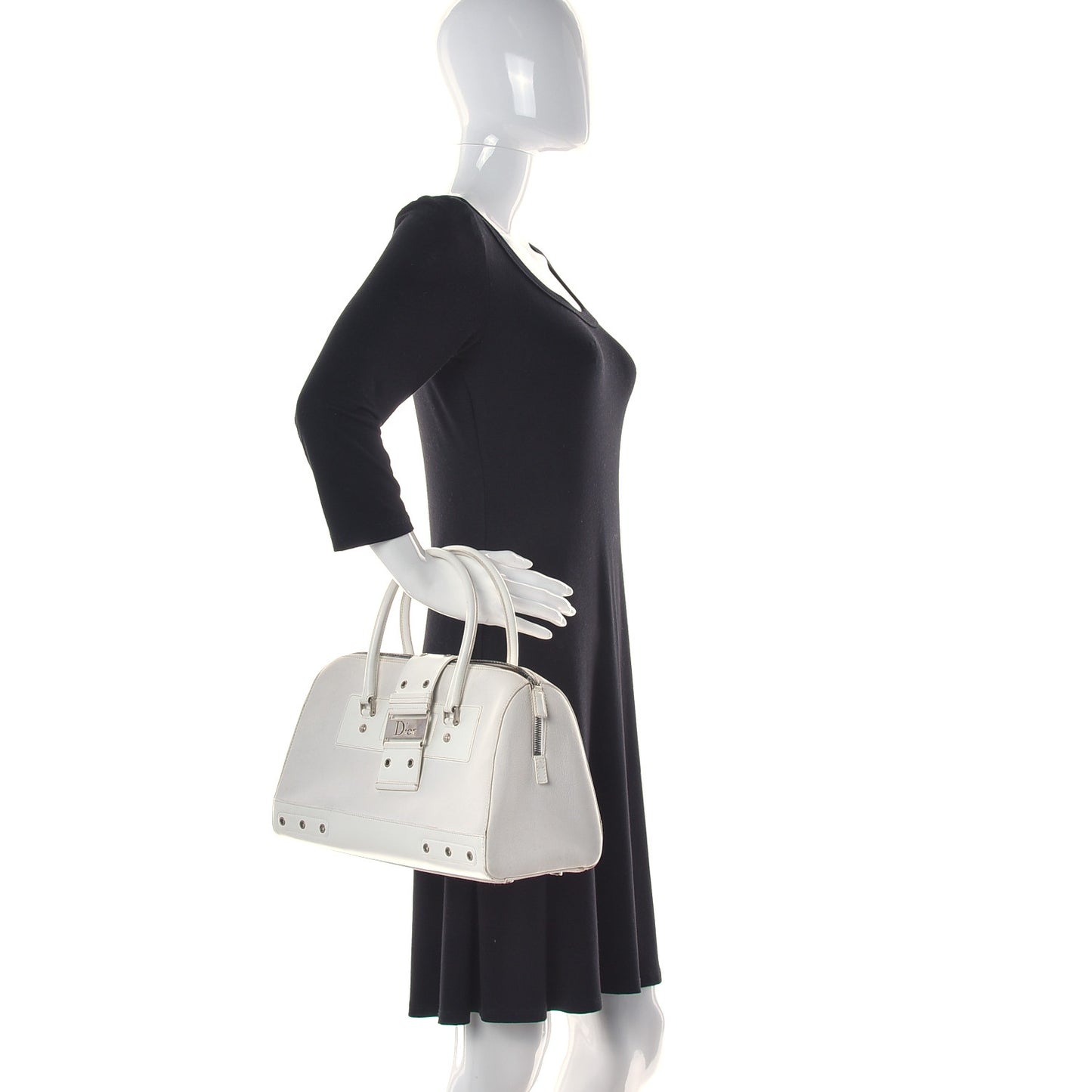 Grained Calfskin Street Chic Top Handle Bag White