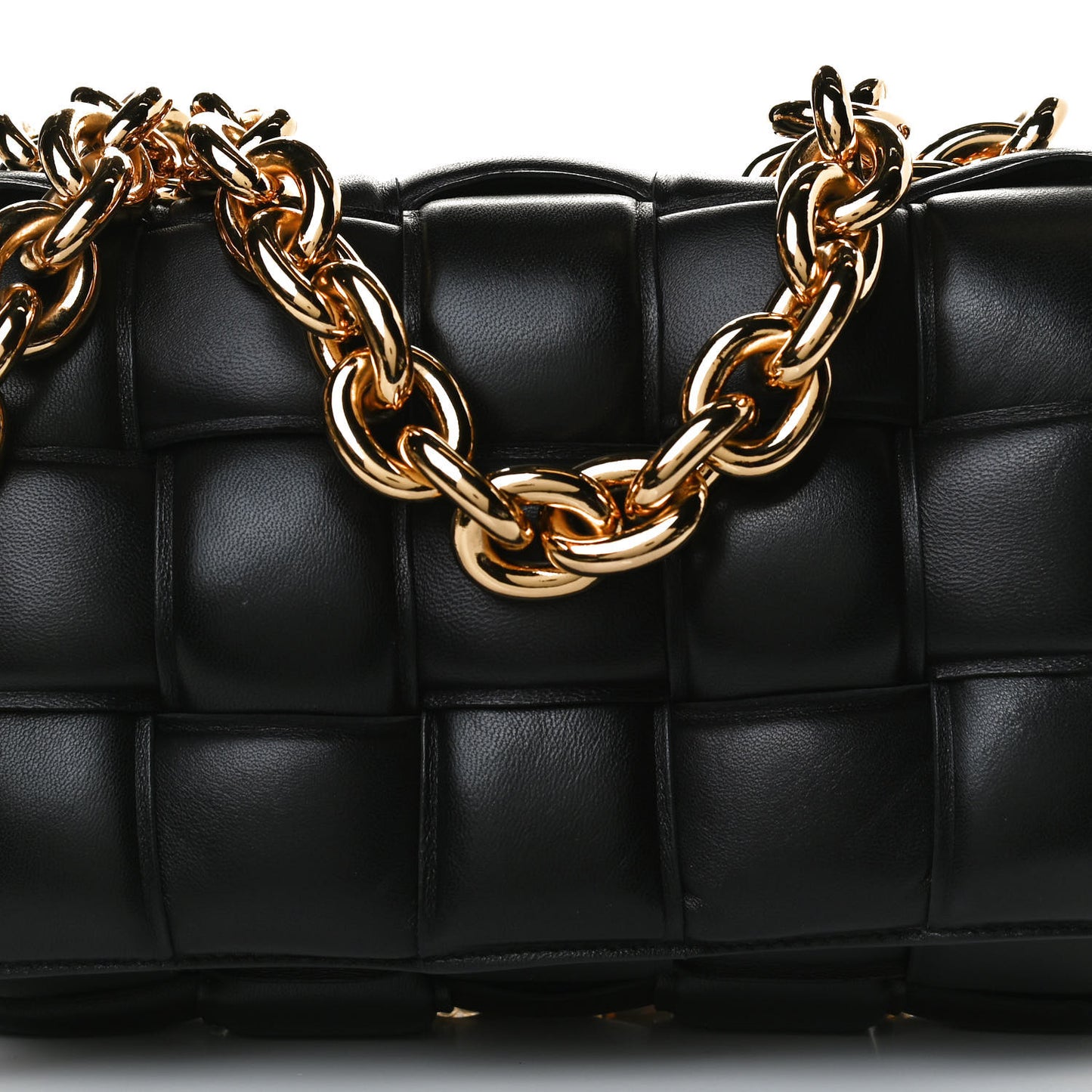 Lambskin Maxi Intreccio Padded Chain Cassette Crossbody Bag Black