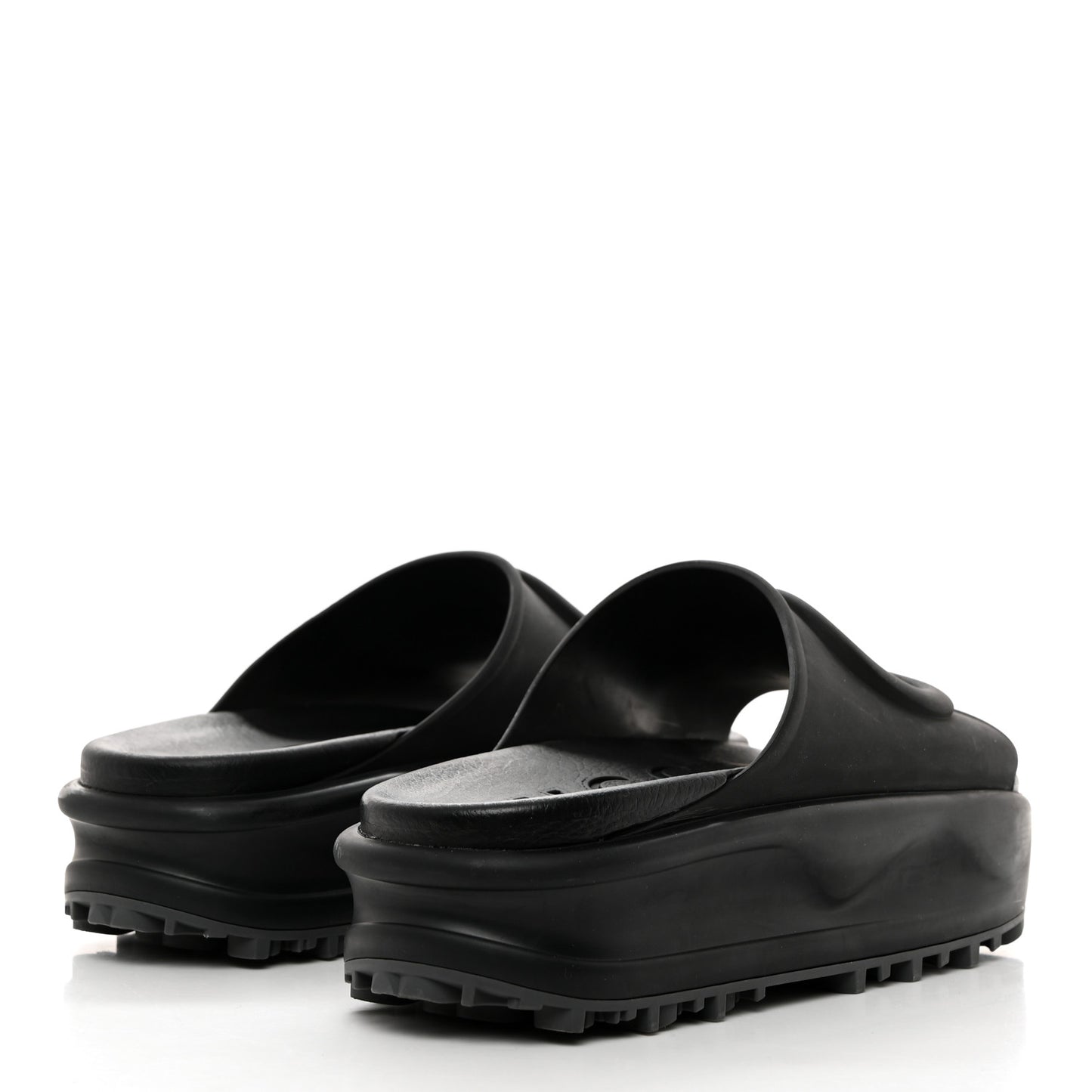 Soft Rubber Womens Interlocking G Platform 42mm Slide Sandals 37 Black