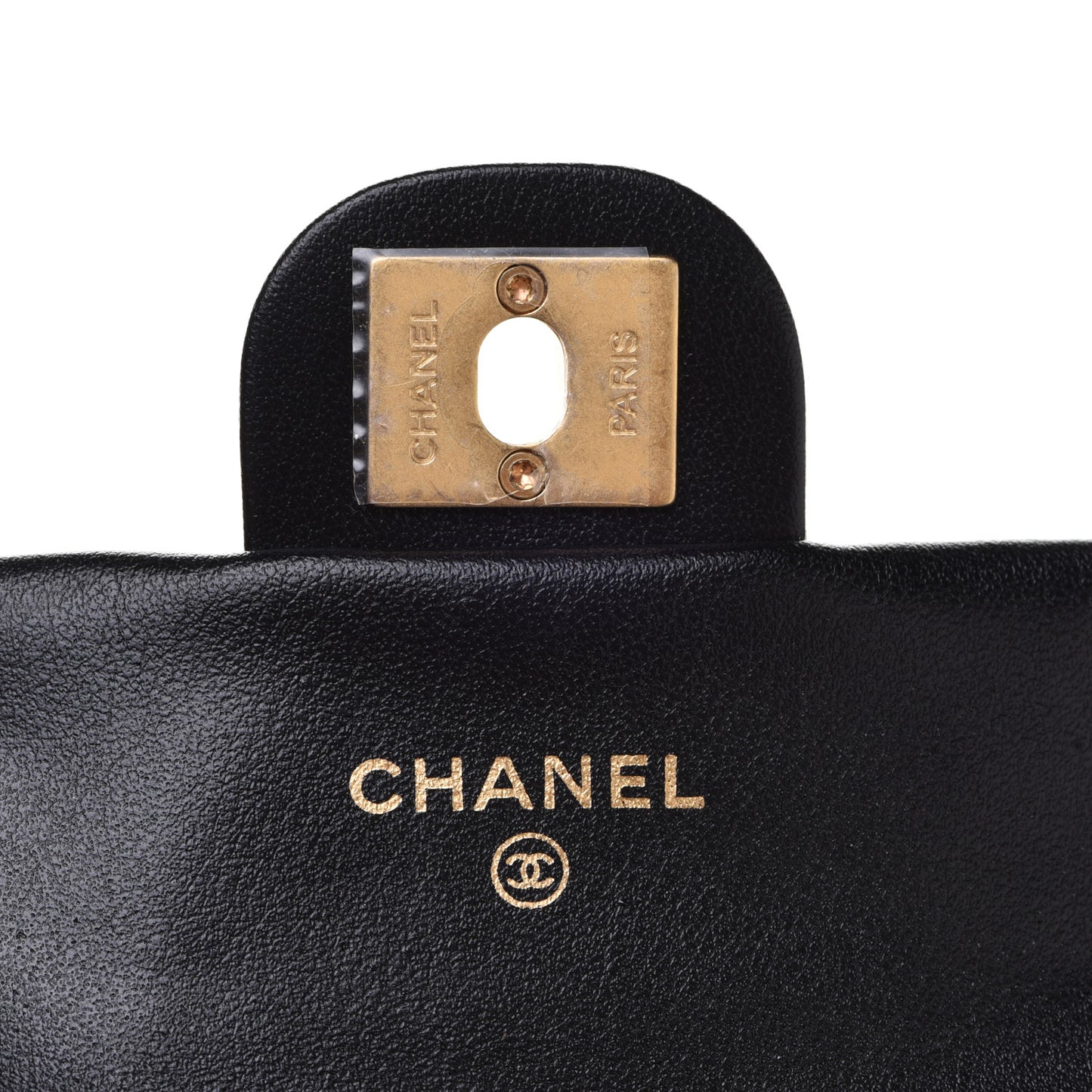 Calfskin Quilted Lady Handle Flap Card Holder With Chain Black