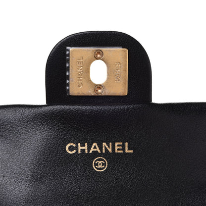 Chanel Calfskin Quilted Lady Handle Flap Card Holder With Chain Black 6 of 13