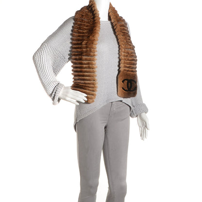 Chanel Orylag Rabbit Fur CC Scarf Brown 2 of 5