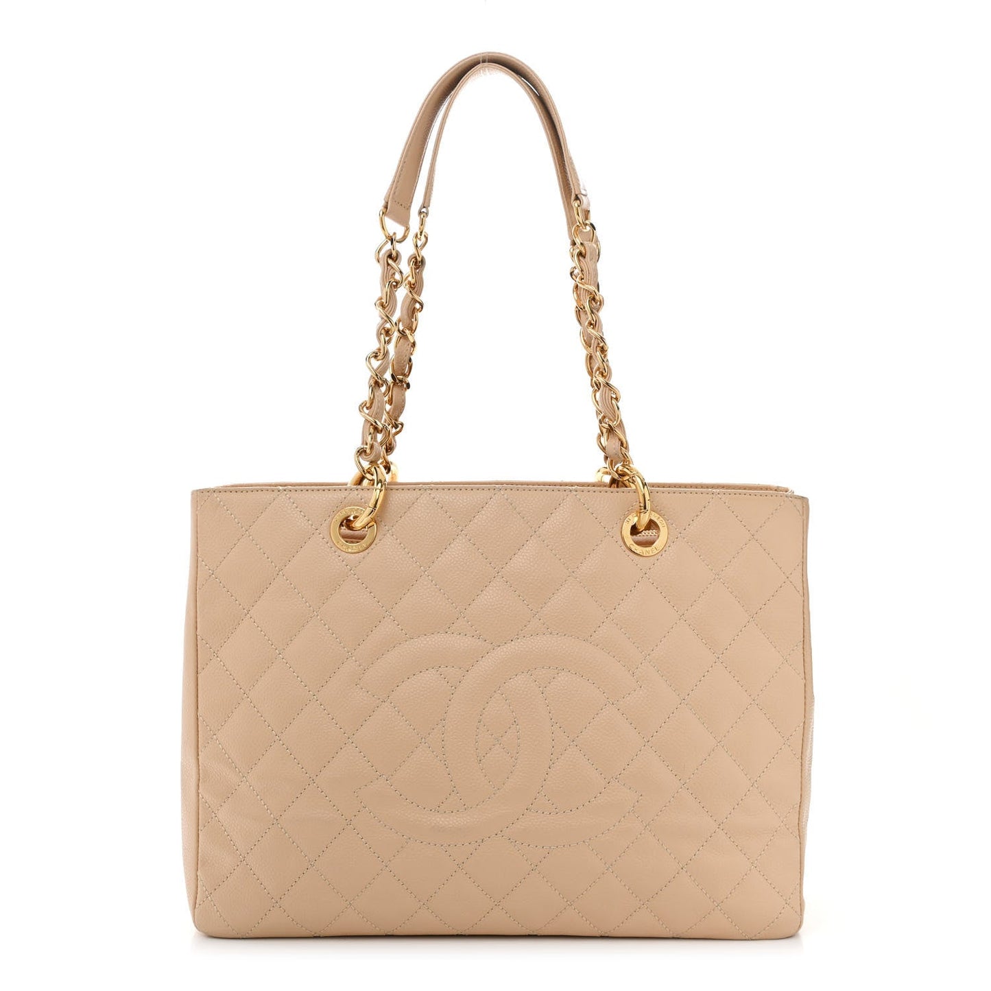 Caviar Quilted Grand Shopping Tote GST Beige Clair