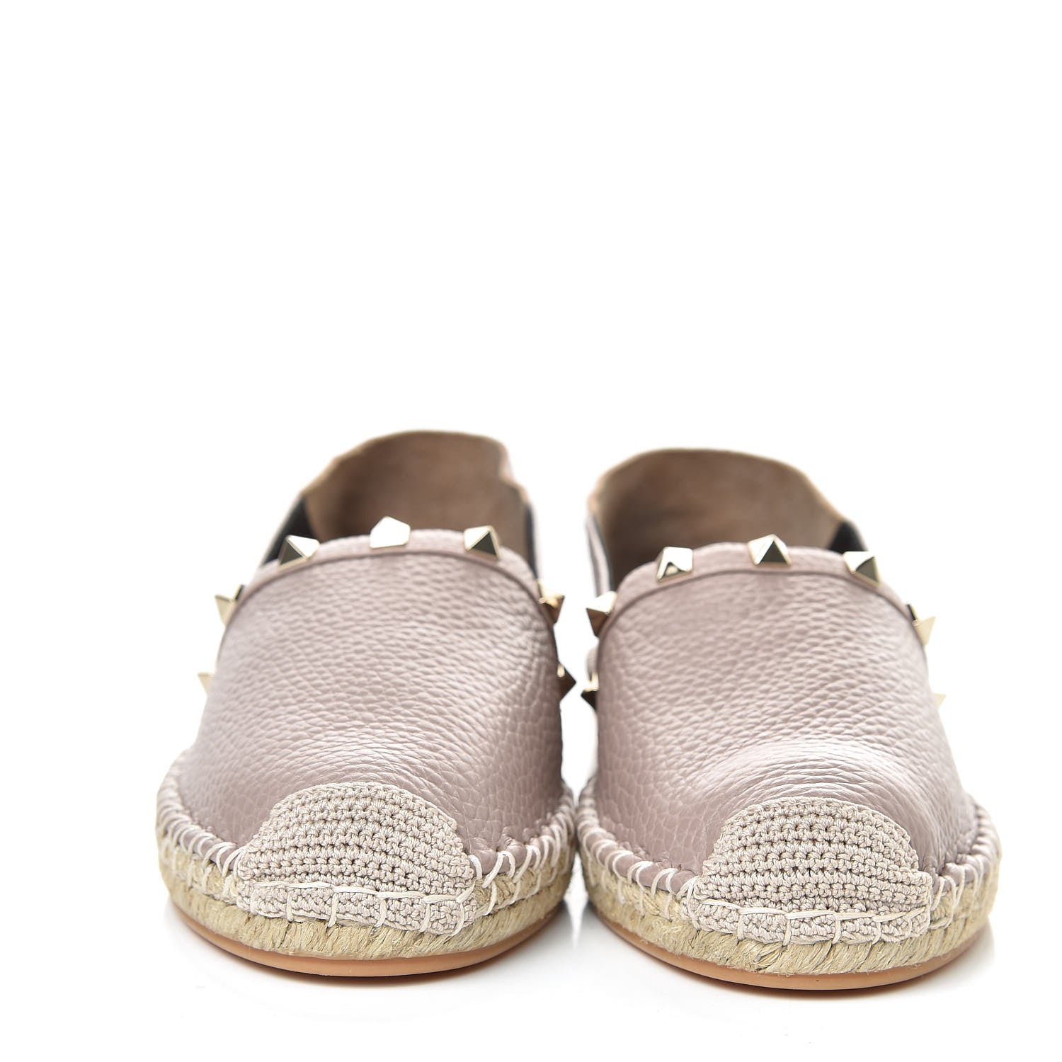 Valentino Garavani Pebbled Calfskin Rockstud Espadrilles 38 Poudre 2 of 8