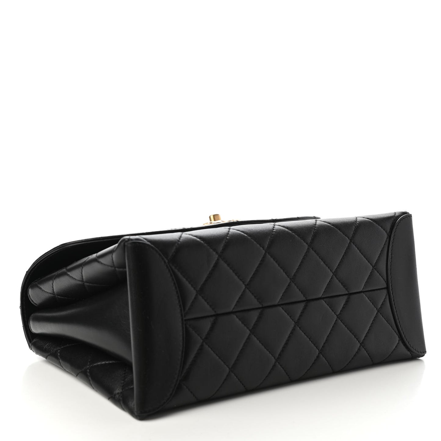Lambskin Quilted Large Trendy Spirit Top Handle Bag Black