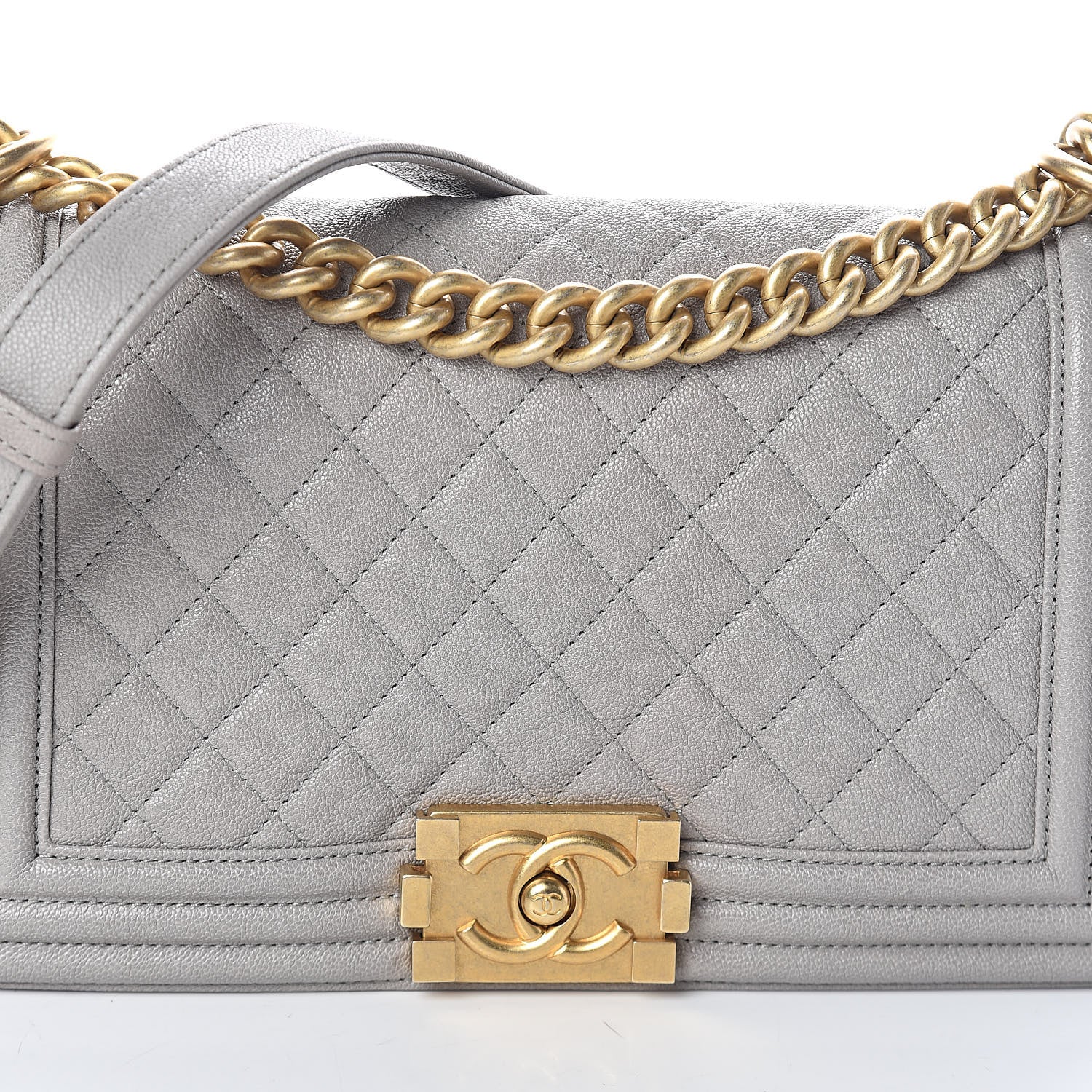 Chanel Caviar Quilted Medium Boy Flap Grey 10 of 11
