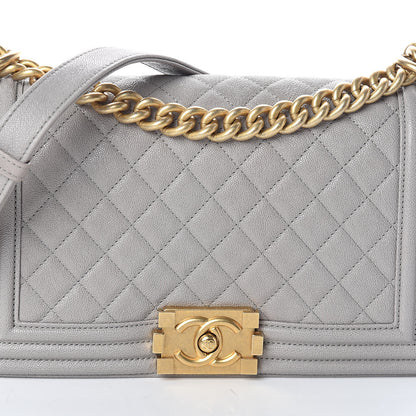 Chanel Caviar Quilted Medium Boy Flap Grey 10 of 11