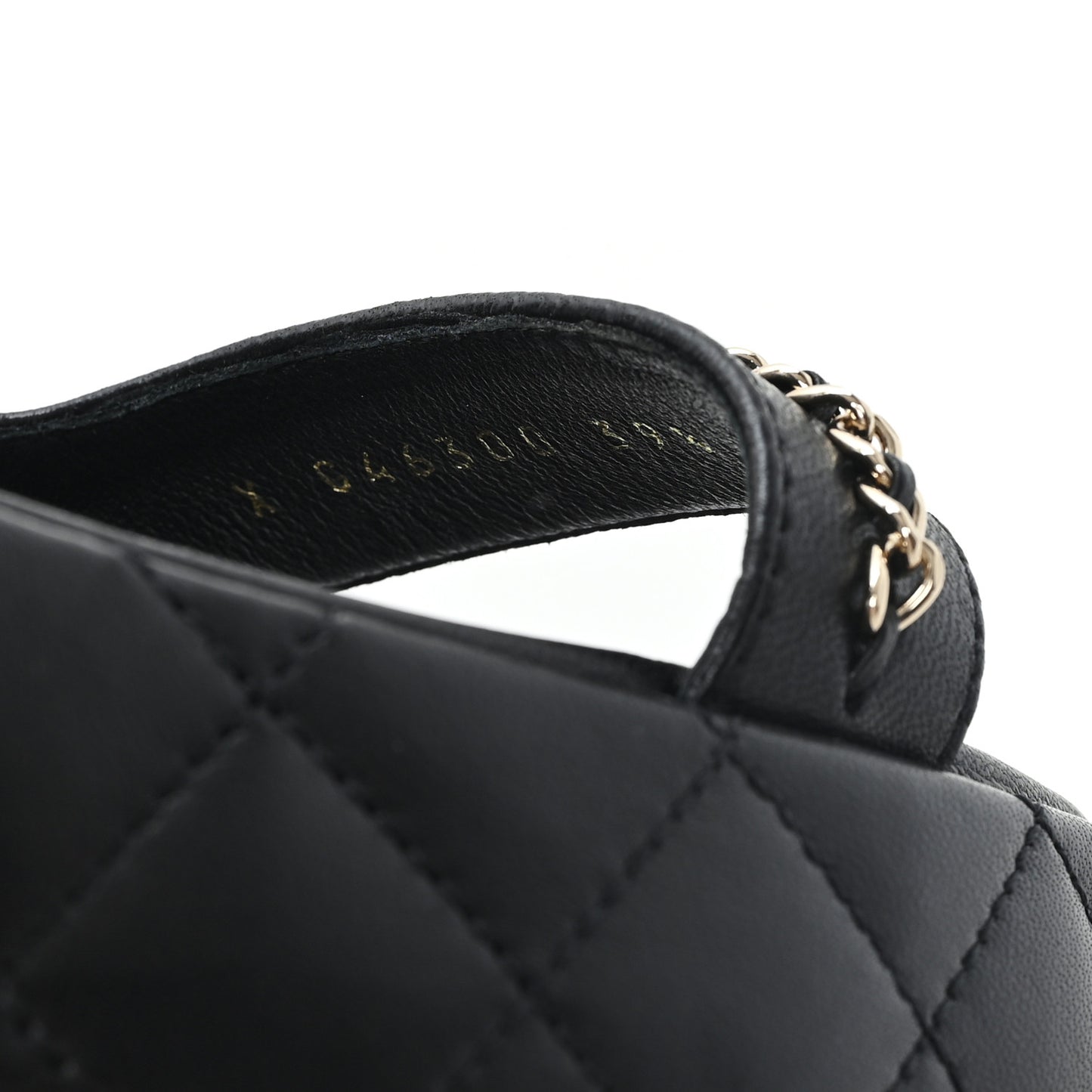 Lambskin Quilted Chain CC Platform Sandals 39.5 Black