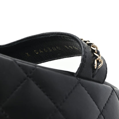 Chanel Lambskin Quilted Chain CC Platform Sandals 39.5 Black 9 of 10