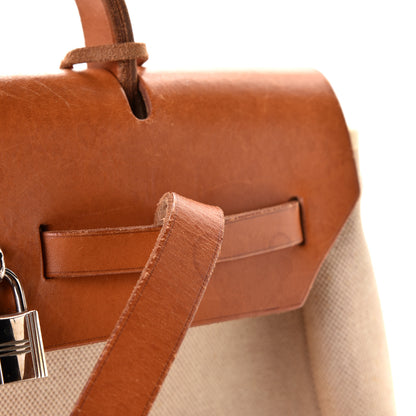 Hermes Toile Vache Calfskin Herbag 30 PM Backpack Natural 10 of 11