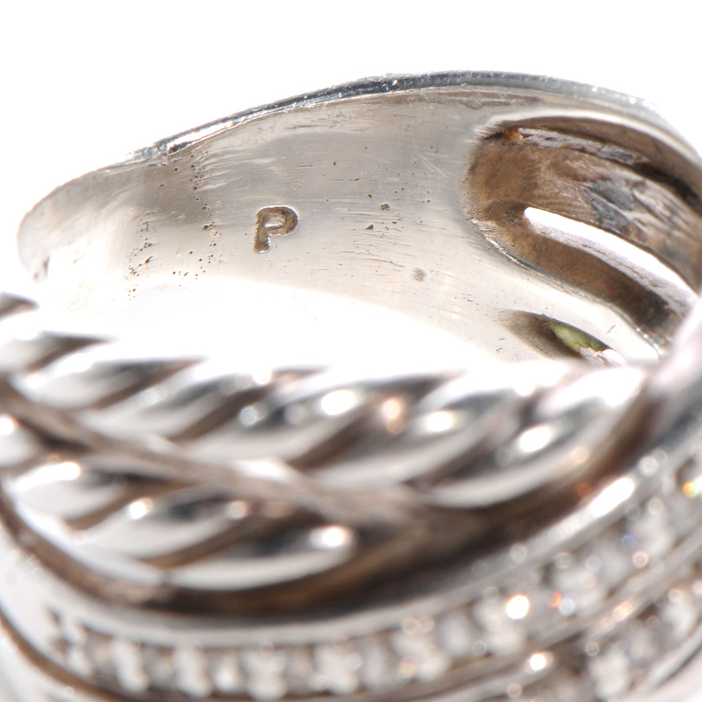 Sterling Silver Diamond Crossover Ring 4.5