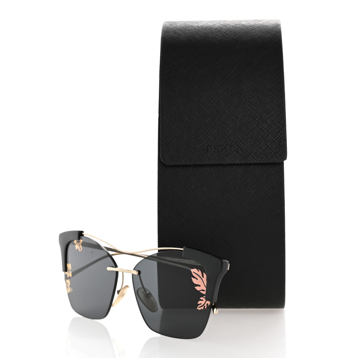 Prada Cat Eye Floral Sunglasses SPR 21U Black 8 of 8
