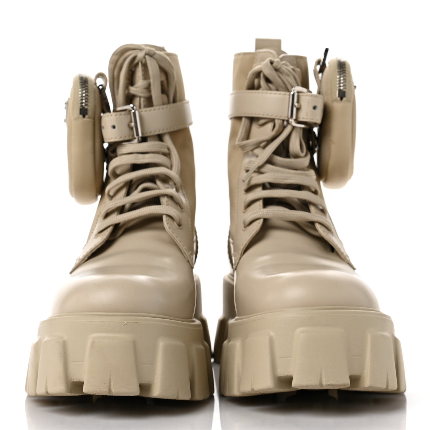 Prada Spazzolato Rois Re-Nylon Metal Triangle Logo Monolith Pouch Pocket 55mm Boots 38 Deserto 2 of 6