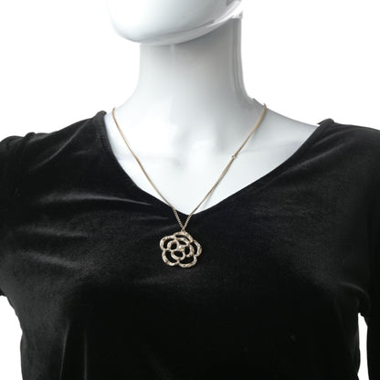 Chanel Crystal Pearl Camellia Necklace Gold 2 of 4