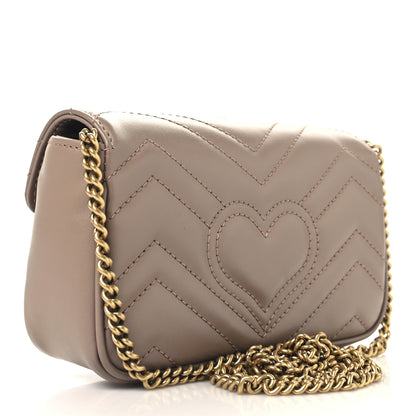 Gucci Calfskin Matelasse Super Mini GG Marmont Shoulder Bag Porcelain Rose 3 of 10