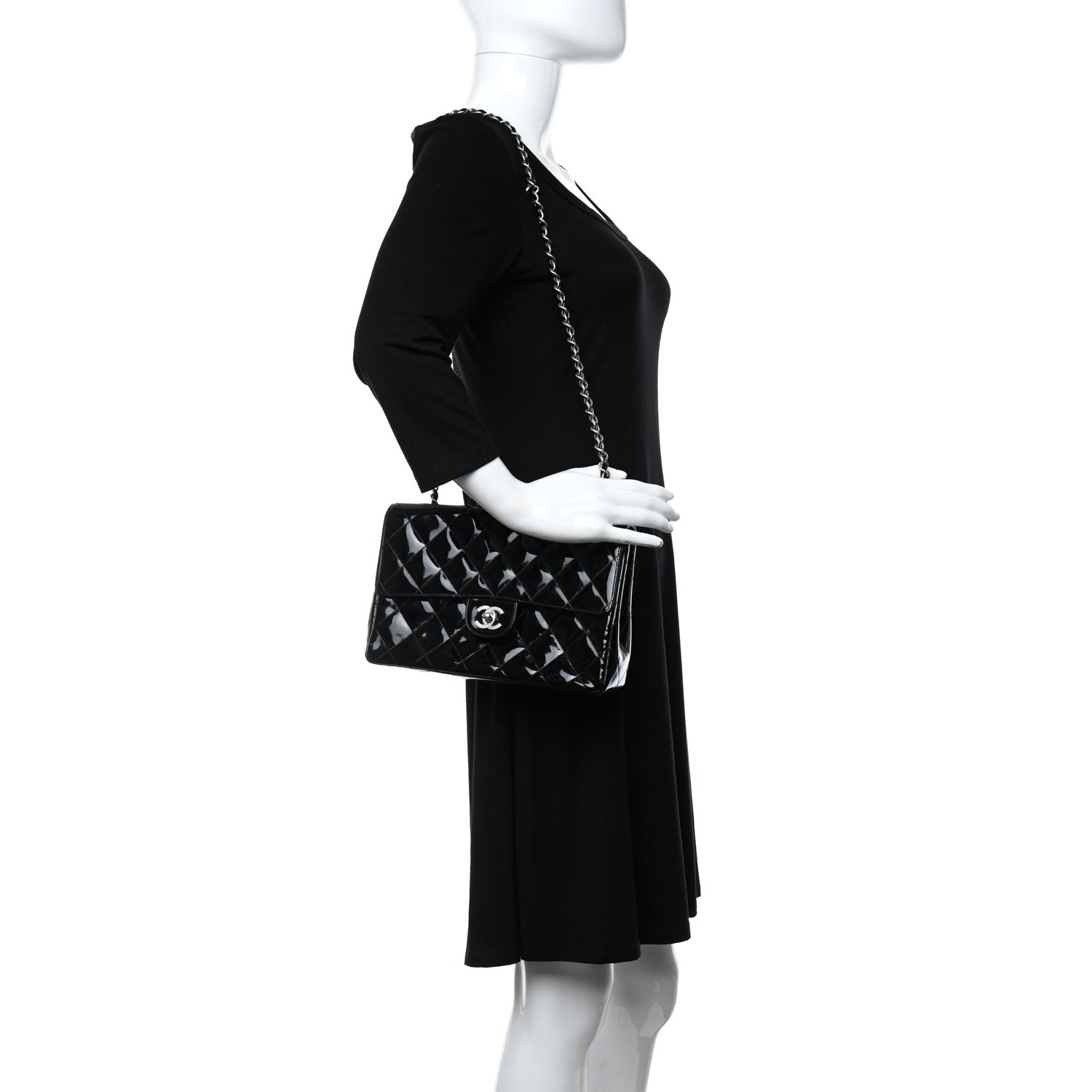 Chanel Patent Quilted Medium Single Flap Bag Black 2 of 9