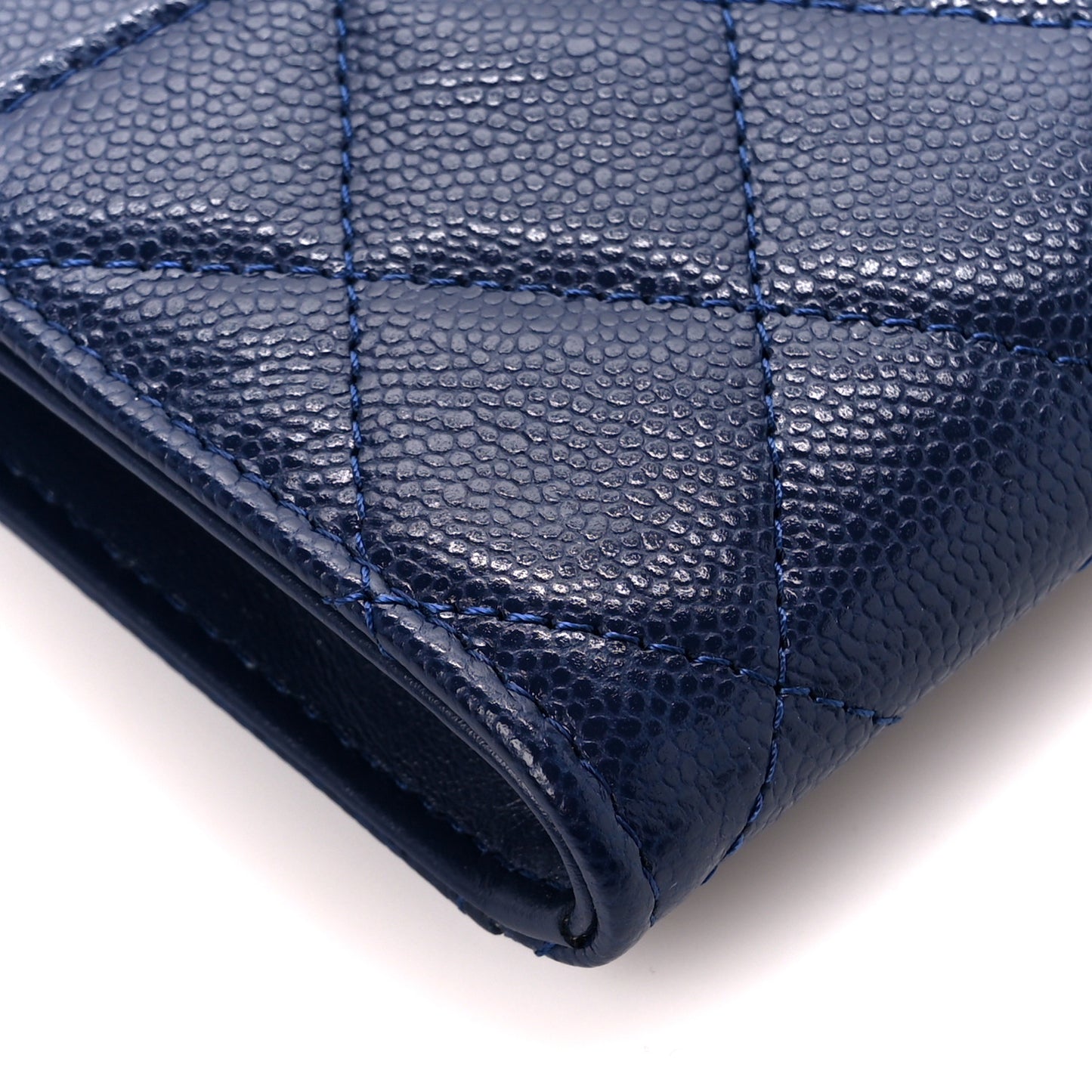 Caviar Quilted CC Zip Around Card Holder Navy