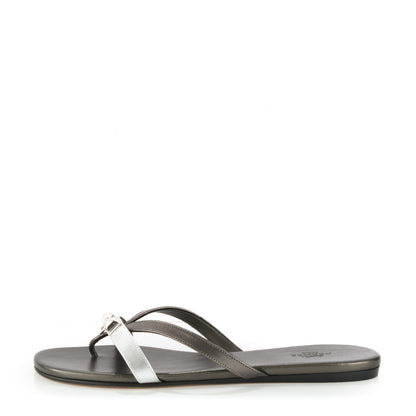 Hermes Nappa Calfskin Corfou Sandals 38 Canon De Fusil Argent 1 of 7