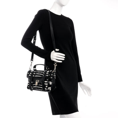 Proenza Schouler Jacquard Woodblock PS1 Tiny Satchel Black White 2 of 9