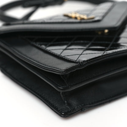 Saint Laurent Lambskin Patent Quilted Mini Gaby Satchel Black 9 of 10