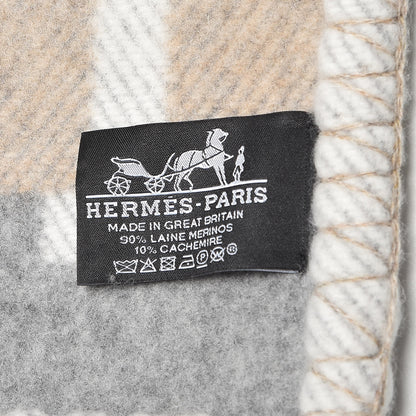 Hermes Wool Cashmere Avalon Bayadere Throw Blanket Natural 4 of 4